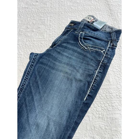 Ariat Mid Rise stretch entwined boot cut jeans, women's 30R - Picture 10 of 11